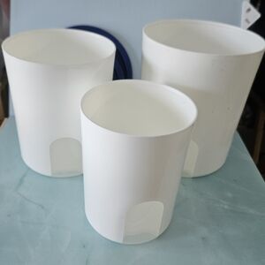 Vintage Tupperware One Touch Nesting Canister Set of 3 in Blue & White with Lids